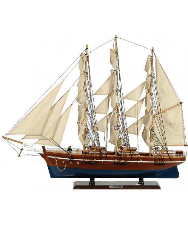 Ξύλινο Παραδοσιακό Καράβι 90 x 16 x 75 (H) cm, Χρώμα Καφέ-Μπλε Καράβια