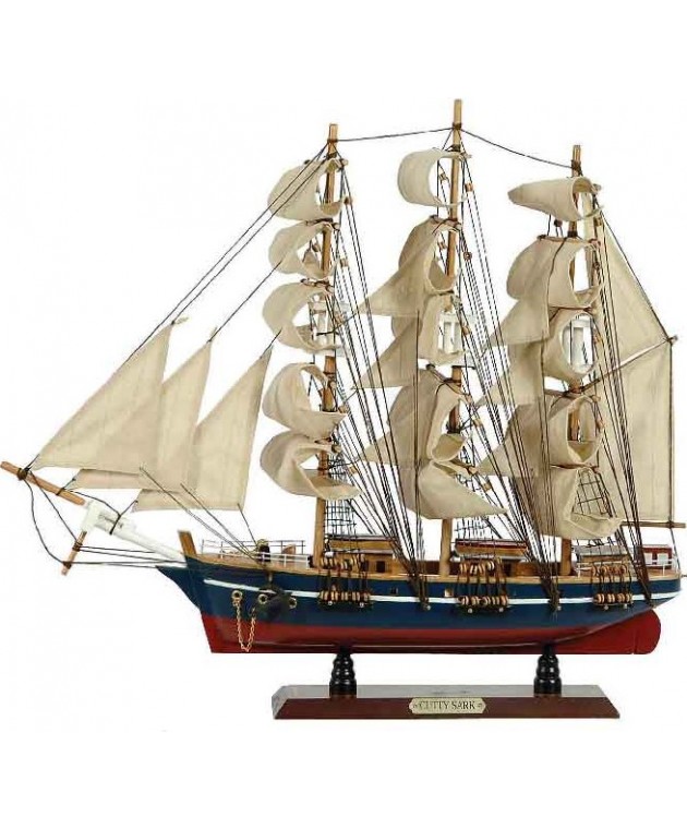 Ξύλινο Παραδοσιακό Καράβι 90 x 16 x 75 (H) cm ,Χρώμα Μπλε-Κόκκινο Καράβια