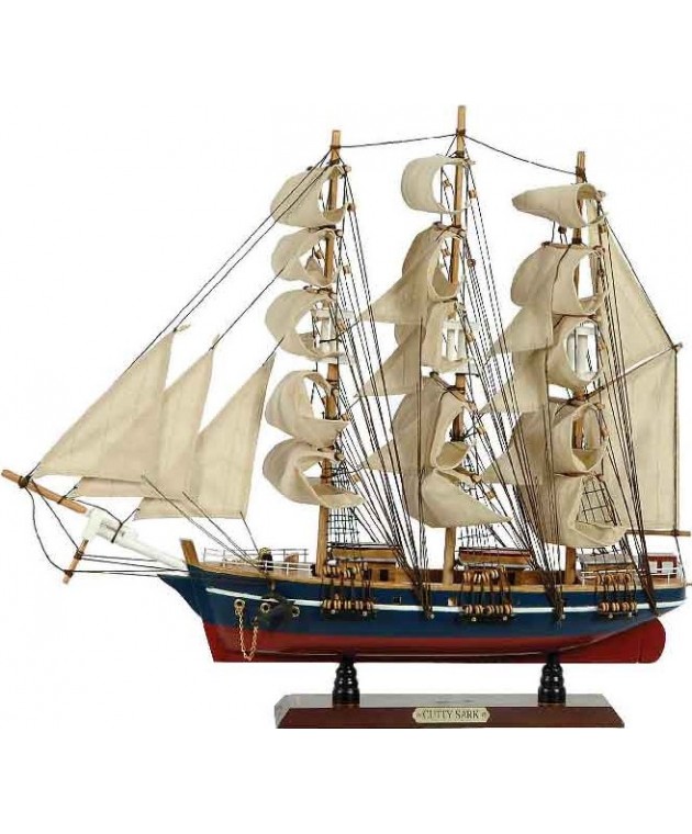 Ξύλινο Παραδοσιακό Καράβι 70 x 13 x 60 (H) cm, Χρώμα Μπλε-Κόκκινο Καράβια