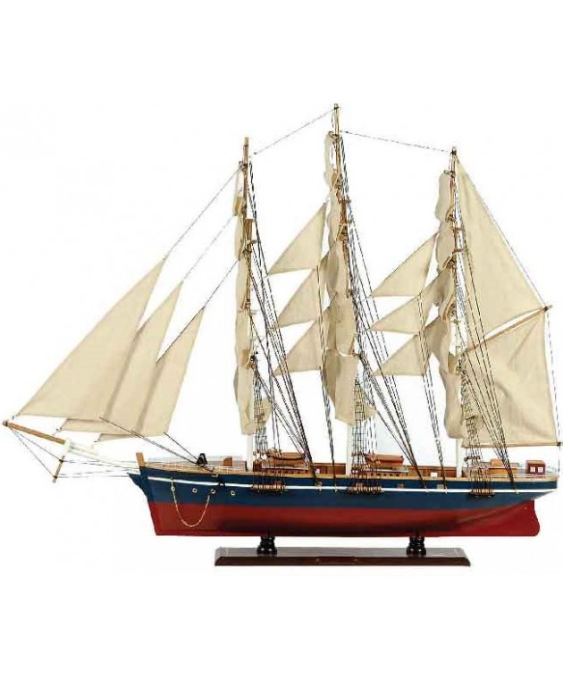 Ξύλινο Παραδοσιακό Καράβι 120 x 19 x 97 (H) cm, Χρώμα Μπλε-Κόκκινο Καράβια