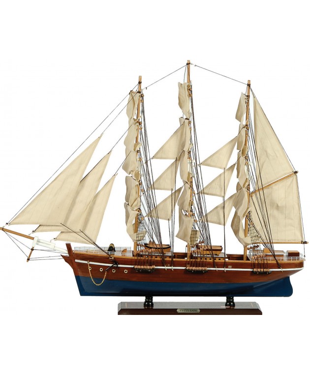 Ξύλινο Παραδοσιακό Καράβι 90 x 16 x 75 (H) cm, Χρώμα Λευκό-Μπλε Καράβια