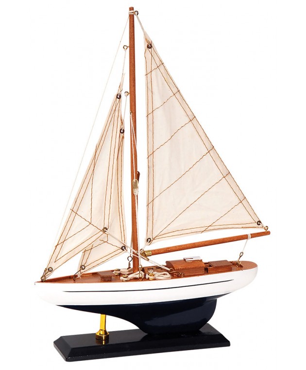 Ξύλινο Παραδοσιακό Καράβι 25 x 6 x 36(h)cm,Χρώμα Καφέ- Μπλε Καράβια
