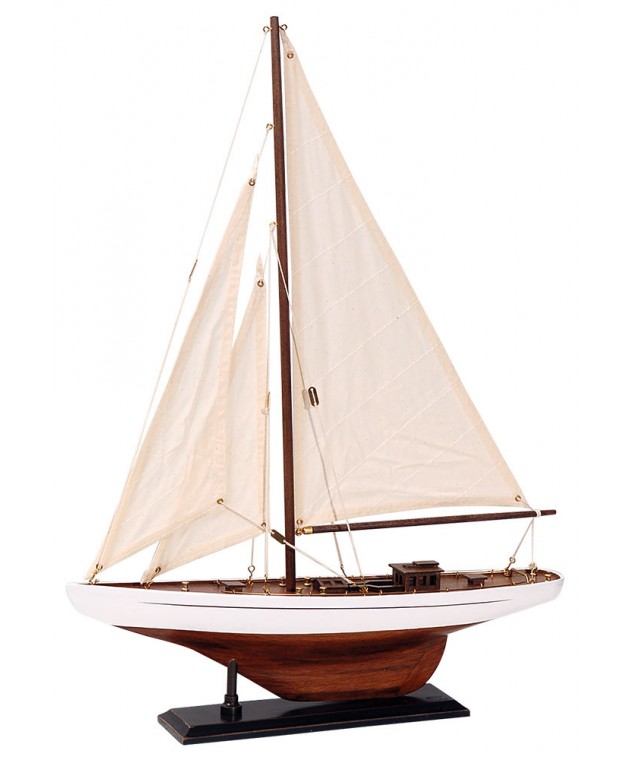 Ξύλινο Παραδοσιακό Καράβι 42 x 8 x 56(h)cm,Χρώμα Λευκό - Μπλε Καράβια