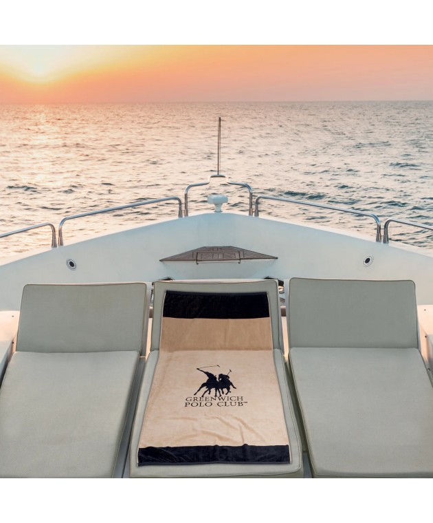 GREENWICH POLO CLUB ΠΕΤΣΕΤΑ ΘΑΛΑΣΣΗΣ 90Χ170 4046 BLACK, TAUPE Πετσέτες Θαλάσσης Ενηλίκων