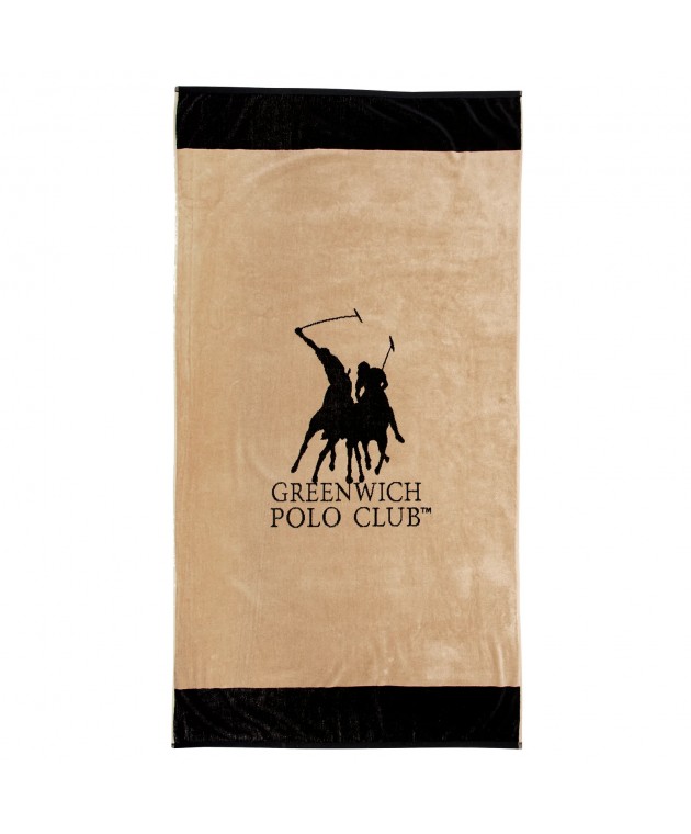 GREENWICH POLO CLUB ΠΕΤΣΕΤΑ ΘΑΛΑΣΣΗΣ 90Χ170 4046 BLACK, TAUPE Πετσέτες Θαλάσσης Ενηλίκων