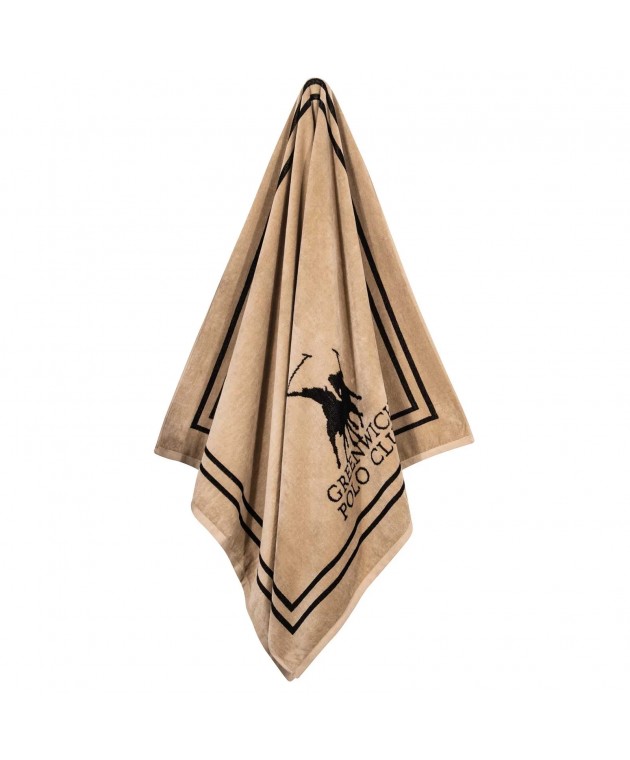 GREENWICH POLO CLUB ΠΕΤΣΕΤΑ ΘΑΛΑΣΣΗΣ 90Χ170 4050 BLACK, TAUPE Πετσέτες Θαλάσσης Ενηλίκων