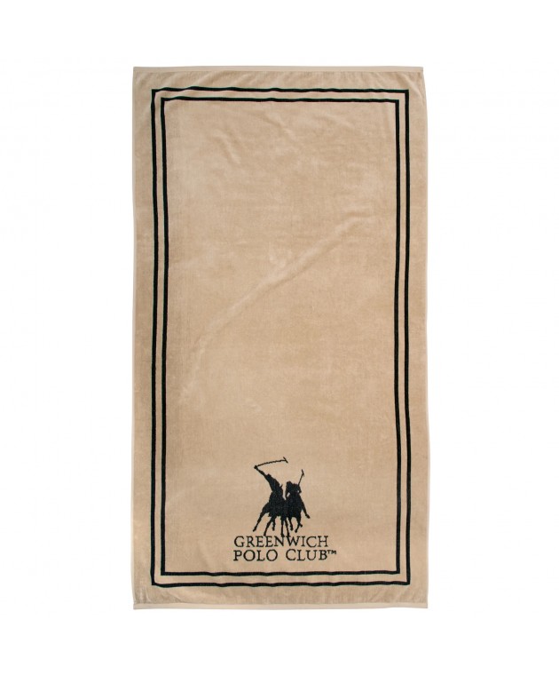 GREENWICH POLO CLUB ΠΕΤΣΕΤΑ ΘΑΛΑΣΣΗΣ 90Χ170 4050 BLACK, TAUPE Πετσέτες Θαλάσσης Ενηλίκων