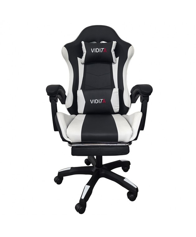 A6060 ΜΑΥΡΟ/ΛΕΥΚΟ ΠΟΛΥΘΡΟΝΑ GAMING/ΜΕ ΥΠΟΠΟΔΙΟ 64X62X113-121εκ. Καρέκλες Γραφείου