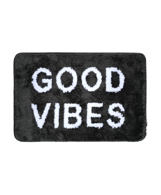 ESTIA ΤΑΠΕΤΟ ΜΠΑΝΙΟΥ GOOD VIBES 40x60cm 100% ΜΙΚΡΟΪΝΕΣ ΜΑΥΡΟ Πατάκια Mπάνιου