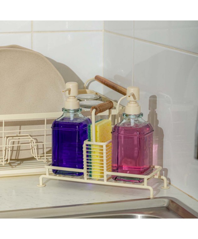ESTIA ΔΟΧΕΙΑ ΥΓΡΟΥ ΠΙΑΤΩΝ ALLURE 2x300ml ΜΕ ΜΕΤΑΛΛΙΚΗ ΒΑΣΗ & ΘΗΚΗ ΓΙΑ ΣΦΟΥΓΓΑΡΙ IVORY 01-26226 Gadgets Κουζίνας