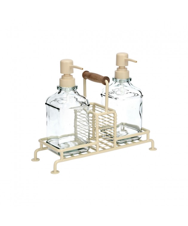 ESTIA ΔΟΧΕΙΑ ΥΓΡΟΥ ΠΙΑΤΩΝ ALLURE 2x300ml ΜΕ ΜΕΤΑΛΛΙΚΗ ΒΑΣΗ & ΘΗΚΗ ΓΙΑ ΣΦΟΥΓΓΑΡΙ IVORY 01-26226 Gadgets Κουζίνας