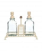 ESTIA ΔΟΧΕΙΑ ΥΓΡΟΥ ΠΙΑΤΩΝ ALLURE 2x300ml ΜΕ ΜΕΤΑΛΛΙΚΗ ΒΑΣΗ & ΘΗΚΗ ΓΙΑ ΣΦΟΥΓΓΑΡΙ IVORY 01-26226 Gadgets Κουζίνας