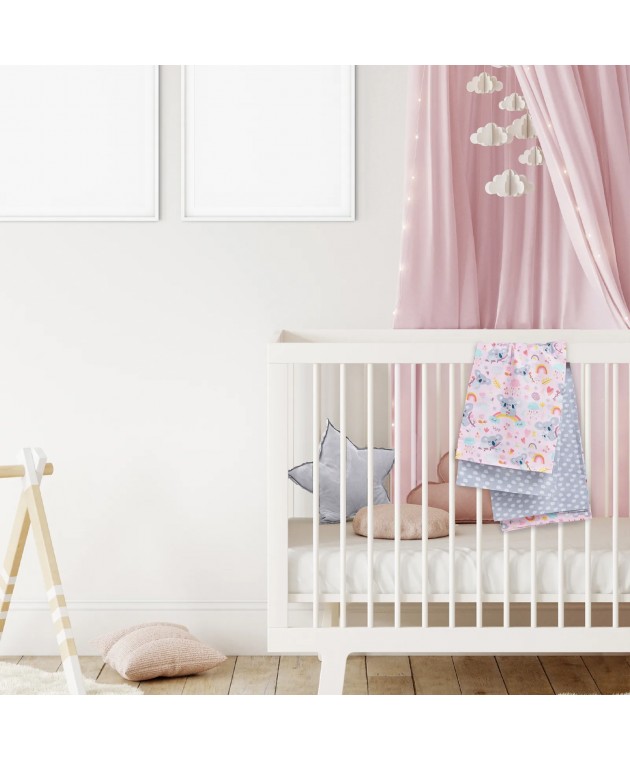 DAS BABY ΣΕΤ ΣΕΝΤΟΝΙΑ ΛΙΚΝΟΥ FUN 4934 GREY, PINK 70Χ120 Βρεφικά Σεντόνια Λίκνου-Καλαθούνας