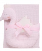 DAS BABY ΚΟΥΒΕΡΤΑ ΠΙΚΕ 75X100 RELAX 4956 PINK, WHITE Αγκαλιάς-Λίκνου