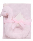 DAS BABY ΚΟΥΒΕΡΤΑ ΠΙΚΕ 75X100 RELAX 4956 PINK, WHITE Αγκαλιάς-Λίκνου