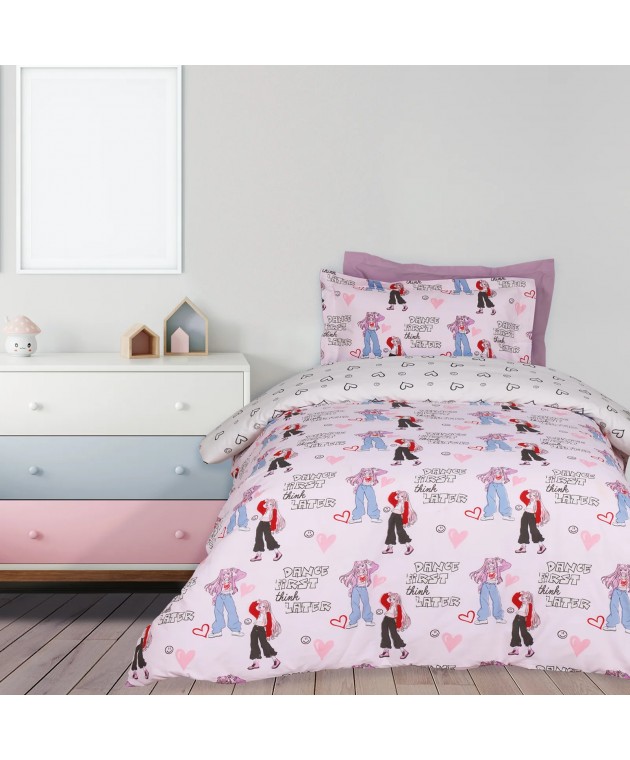 DAS KIDS ΣΕΤ ΣΕΝΤΟΝΙΑ ΜΟΝΑ 4940 GREY, PINK 170Χ260 ΝΕΕΣ ΑΦΙΞΕΙΣ