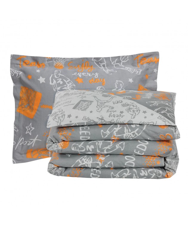 DAS KIDS ΣΕΤ ΣΕΝΤΟΝΙΑ ΜΟΝΑ 4941 GREY, ORANGE 170Χ260 ΝΕΕΣ ΑΦΙΞΕΙΣ
