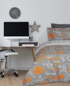 DAS KIDS ΣΕΤ ΣΕΝΤΟΝΙΑ ΜΟΝΑ 4941 GREY, ORANGE 170Χ260 ΝΕΕΣ ΑΦΙΞΕΙΣ