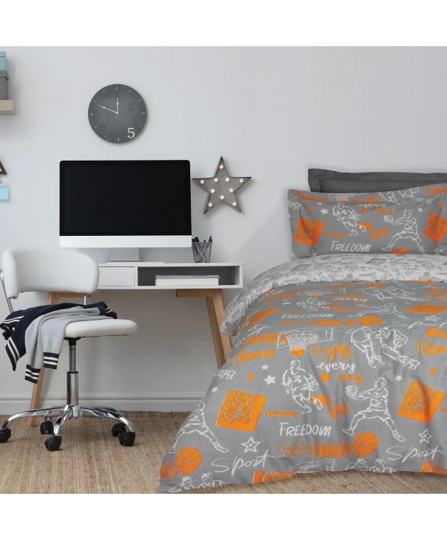 DAS KIDS ΣΕΤ ΣΕΝΤΟΝΙΑ ΜΟΝΑ 4941 GREY, ORANGE 170Χ260 ΝΕΕΣ ΑΦΙΞΕΙΣ