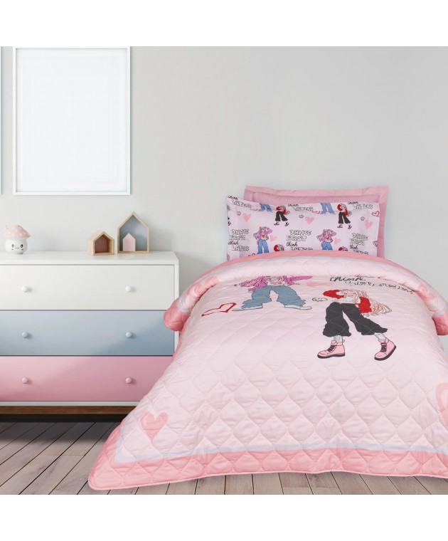 DAS KIDS ΚΟΥΒΕΡΛΙ ΜΟΝΟ 4940 GREY, PINK 160Χ220 Παιδικά Κουβερλί