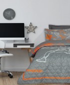 DAS KIDS ΚΟΥΒΕΡΛΙ ΜΟΝΟ 4941 GREY, ORANGE 160X220 Παιδικά Κουβερλί