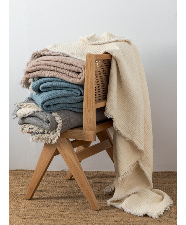 Κουβέρτα muslin 170x240 MOUS BEIGE Κουβέρτες Βαμβακερές Μονές
