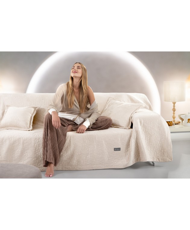 Σετ 2τμχ. Ριχτάρι Avon Sand 170x350 με Διακοσμητικό Μαξιλαράκι 45x45 