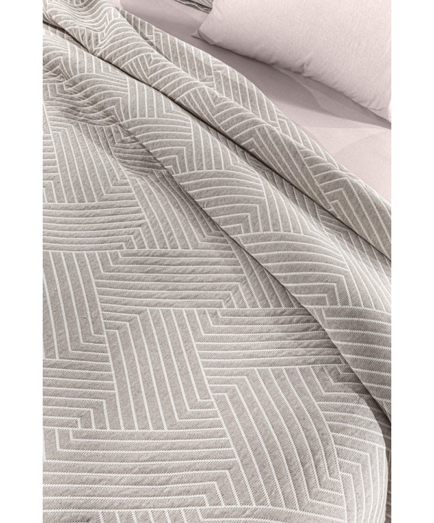Κουβέρτα Lupo Beige - White 180x260 Κουβέρτες Βαμβακερές Μονές