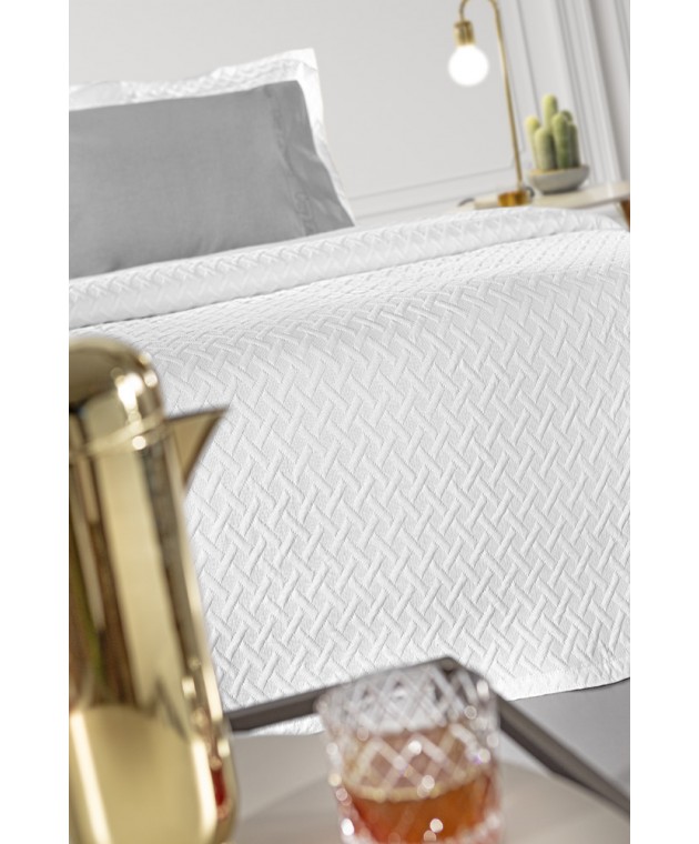 Κουβέρτα Bello White 245x260 Κουβέρτες Βαμβακερές Υπέρδιπλες