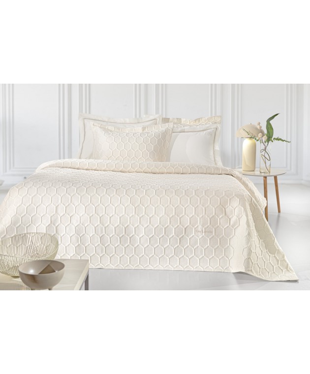 Σετ 3τμχ Κουβερλί Hive Ecru 250x240 Κουβερλί King Size
