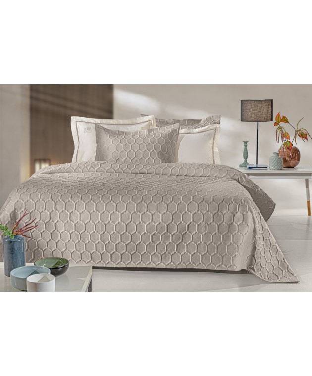 Σετ 3τμχ Κουβερλί Hive Taupe 250x240 Κουβερλί King Size