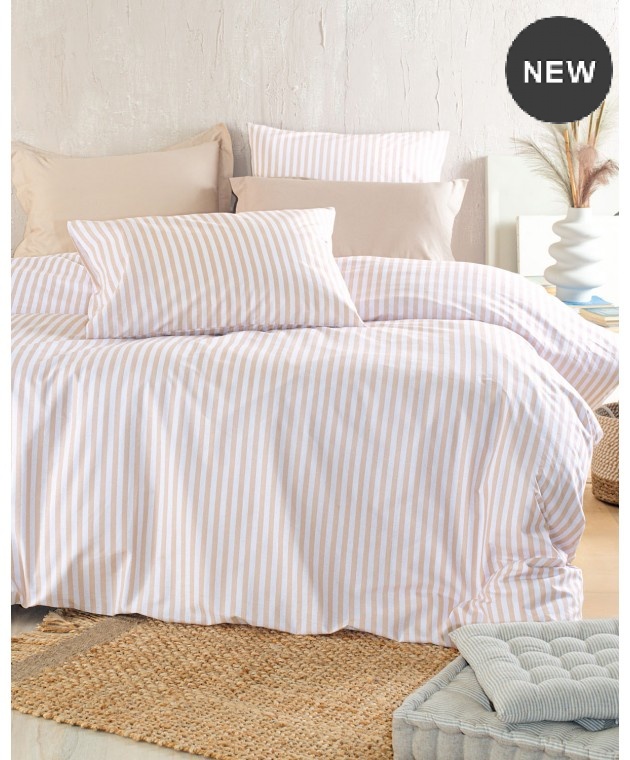 Σετ σεντόνια μονά με λάστιχο (105Χ205+25) ELOISE BEIGE, RYTHMOS HOME Σεντόνια Μονά