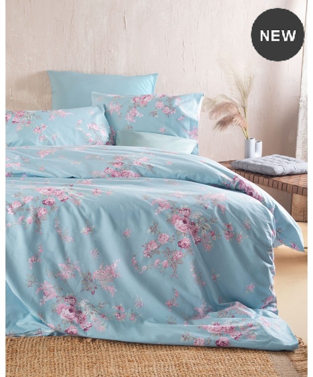 Σετ κουβερλί μονό (160Χ240) SPRINGTIME BLUE, RYTHMOS HOME Κουβερλί Μονά