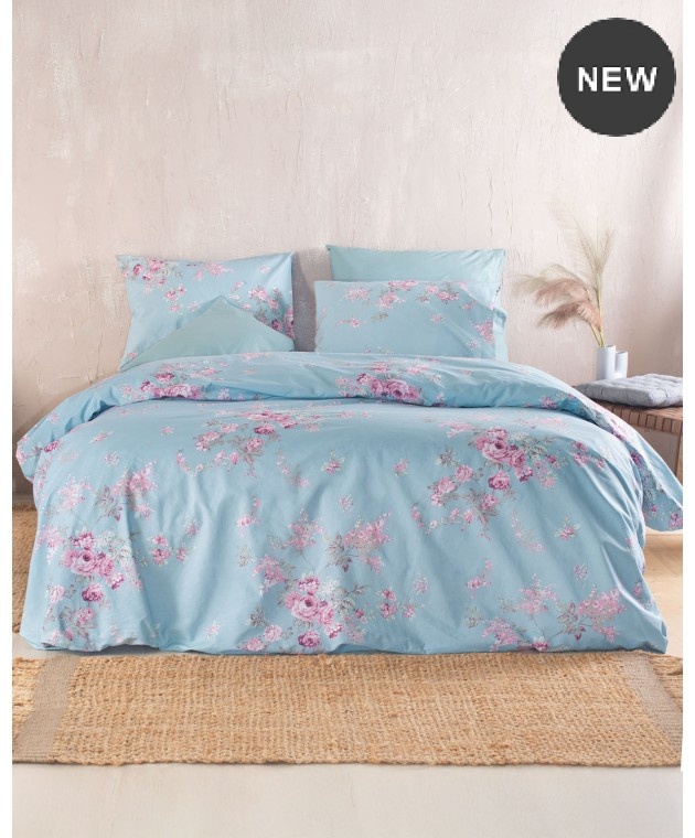 Σετ κουβερλί μονό (160Χ240) SPRINGTIME BLUE, RYTHMOS HOME Κουβερλί Μονά