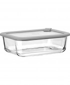 ESTIA ΦΑΓΗΤΟΔΟΧΕΙΟ COLORSEAL ΓΥΑΛΙΝΟ 1050ml 21.6x16.5x7.4cm ΜΕ ΚΑΠΑΚΙ ΣΙΛΙΚΟΝΗΣ ΓΚΡΙ Φαγητοδοχεία