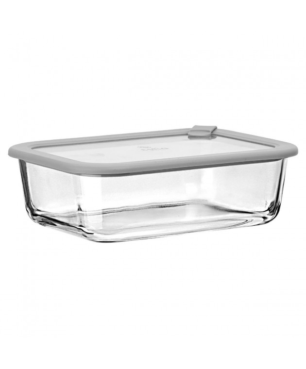 ESTIA ΦΑΓΗΤΟΔΟΧΕΙΟ COLORSEAL ΓΥΑΛΙΝΟ 1520ml 23.5x17.8x7.6cm ΜΕ ΚΑΠΑΚΙ ΣΙΛΙΚΟΝΗΣ ΓΚΡΙ Φαγητοδοχεία