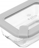 ESTIA ΦΑΓΗΤΟΔΟΧΕΙΟ COLORSEAL ΓΥΑΛΙΝΟ 370ml 16.3x12.3x6.2cm ΜΕ ΚΑΠΑΚΙ ΣΙΛΙΚΟΝΗΣ ΓΚΡΙ Φαγητοδοχεία