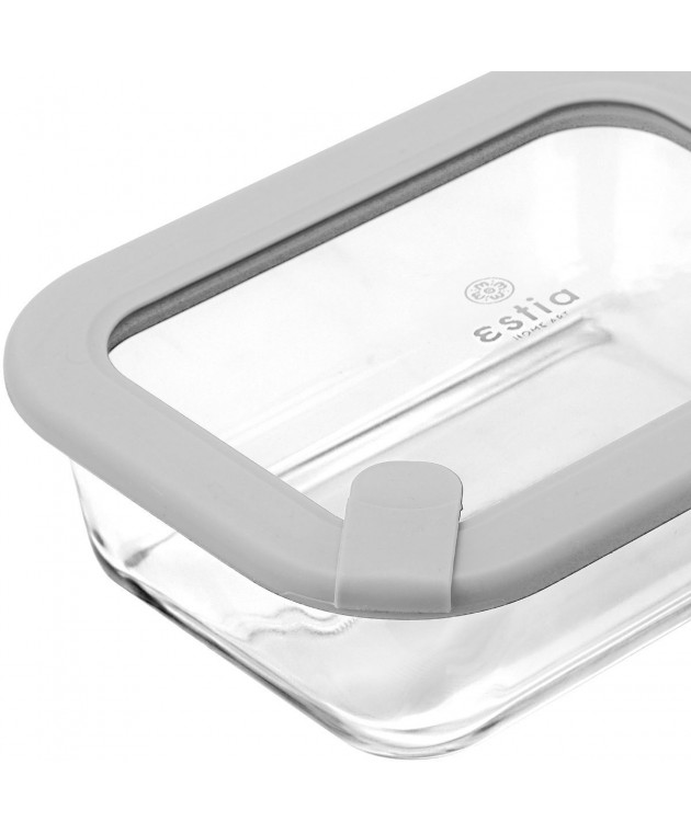 ESTIA ΦΑΓΗΤΟΔΟΧΕΙΟ COLORSEAL ΓΥΑΛΙΝΟ 640ml 18.9x14.5x6.7 ΜΕ ΚΑΠΑΚΙ ΣΙΛΙΚΟΝΗΣ ΓΚΡΙ Φαγητοδοχεία
