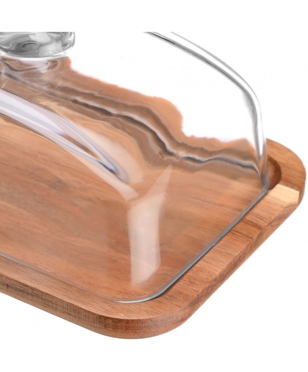 ESTIA ΒΑΣΗ ΤΥΡΙΩΝ ALLURE ΜΕ ΓΥΑΛΙΝΟ ΚΑΠΑΚΙ 18.5x12.8x10cm Βάσεις κοπής