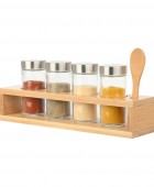 ESTIA ΔΟΧΕΙΑ ΜΠΑΧΑΡΙΚΩΝ BAMBOO ESSENTIALS ΓΥΑΛΙΝΑ ΣΕΤ 6 ΤΕΜ ΜΕ ΜΕΤΑΛΛΙΚΟ ΚΑΠΑΚΙ & ΒΑΣΗ BAMBOO ΜΕ ΚΟΥ Βάσεις Μπαχαρικών