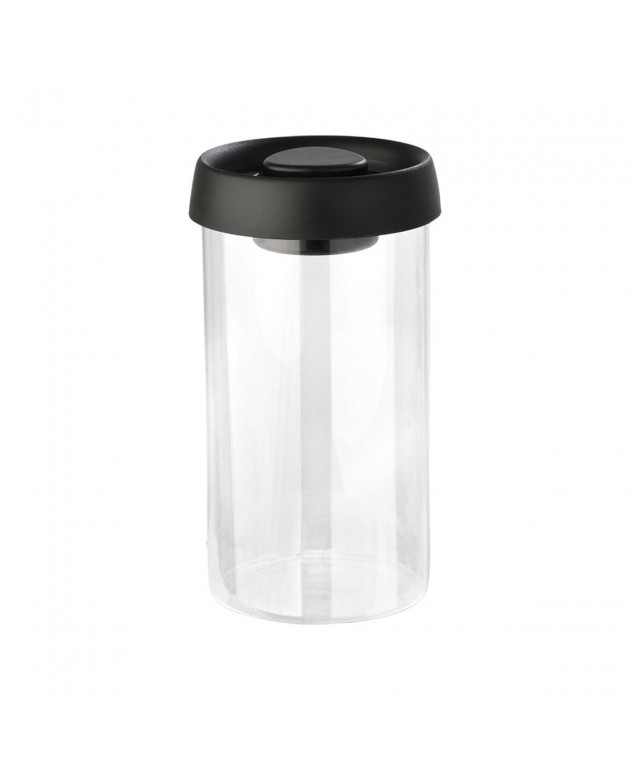 ESTIA ΔΟΧΕΙΟ ΑΠΟΘΗΚΕΥΣΗΣ ΚΕΝΟΥ ΑΕΡΟΣ ΓΥΑΛΙΝΟ 900ml ΜΕ ΚΑΠΑΚΙ ΜΑΥΡΟ Βάζα Τροφίμων
