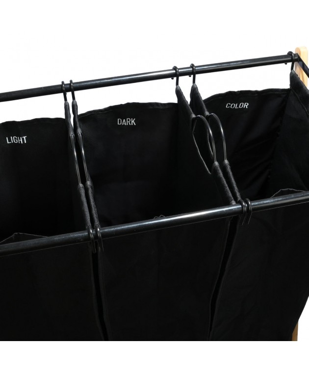 ESTIA ΚΑΛΑΘΙ ΑΠΛΥΤΩΝ BAMBOO ESSENTIALS 102lt 3 ΘΕΣΕΩΝ 68x40x76cm ΜΑΥΡΟ Καλάθια Απλύτων