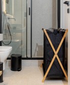 ESTIA ΚΑΛΑΘΙ ΑΠΛΥΤΩΝ BAMBOO ESSENTIALS 102lt 3 ΘΕΣΕΩΝ 68x40x76cm ΜΑΥΡΟ Καλάθια Απλύτων