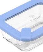 ESTIA ΦΑΓΗΤΟΔΟΧΕΙΟ COLORSEAL ΓΥΑΛΙΝΟ 370ml 16.3x12.3x6.2cm ΜΕ ΚΑΠΑΚΙ ΣΙΛΙΚΟΝΗΣ ΜΠΛΕ Φαγητοδοχεία