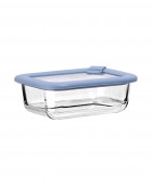 ESTIA ΦΑΓΗΤΟΔΟΧΕΙΟ COLORSEAL ΓΥΑΛΙΝΟ 370ml 16.3x12.3x6.2cm ΜΕ ΚΑΠΑΚΙ ΣΙΛΙΚΟΝΗΣ ΜΠΛΕ Φαγητοδοχεία