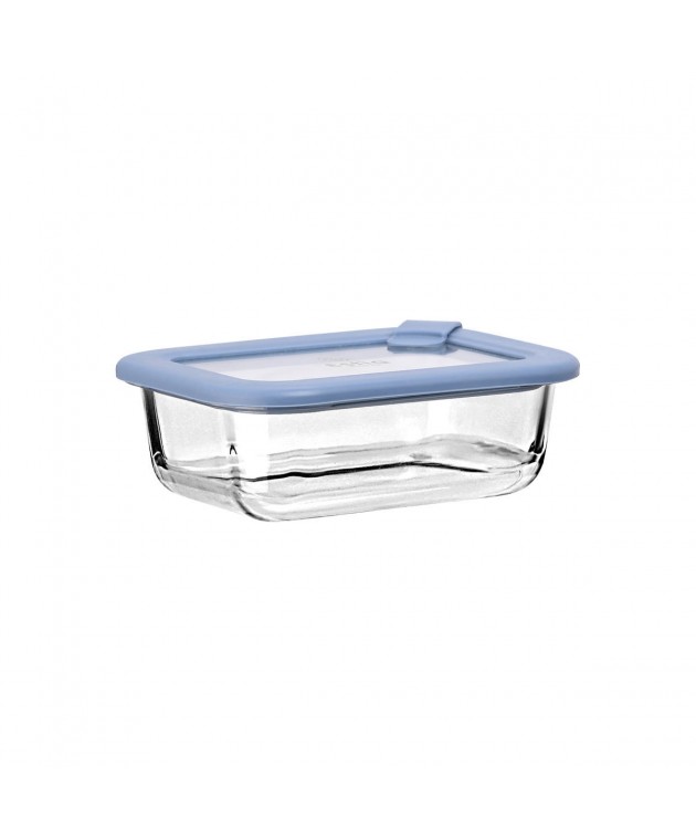 ESTIA ΦΑΓΗΤΟΔΟΧΕΙΟ COLORSEAL ΓΥΑΛΙΝΟ 370ml 16.3x12.3x6.2cm ΜΕ ΚΑΠΑΚΙ ΣΙΛΙΚΟΝΗΣ ΜΠΛΕ Φαγητοδοχεία