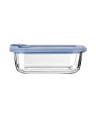 ESTIA ΦΑΓΗΤΟΔΟΧΕΙΟ COLORSEAL ΓΥΑΛΙΝΟ 370ml 16.3x12.3x6.2cm ΜΕ ΚΑΠΑΚΙ ΣΙΛΙΚΟΝΗΣ ΜΠΛΕ Φαγητοδοχεία