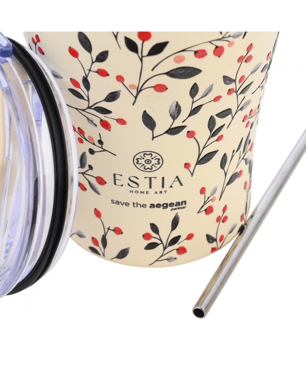 ESTIA ΘΕΡΜΟΣ COFFEE MUG SAVE THE AEGEAN 350ml BLOOM BEIGE ΘΕΡΜΟΣ-ΠΑΓΟΥΡΙΑ