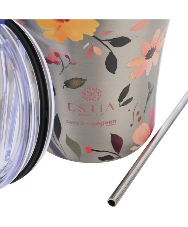 ESTIA ΘΕΡΜΟΣ COFFEE MUG SAVE THE AEGEAN 350ml SILVER BOTANIC ΘΕΡΜΟΣ-ΠΑΓΟΥΡΙΑ