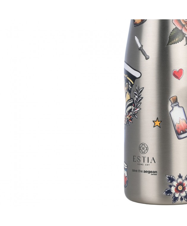 ESTIA ΘΕΡΜΟΣ TRAVEL FLASK SAVE THE AEGEAN 500ml OLD SCHOOL INK ΘΕΡΜΟΣ-ΠΑΓΟΥΡΙΑ